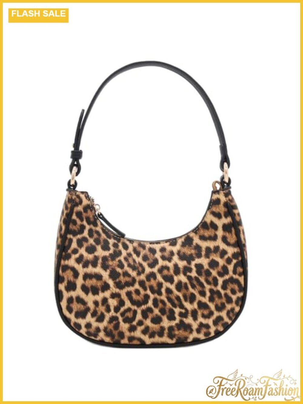 Animal Print PU Leather Crescent Shoulder Bag Underarm Purse